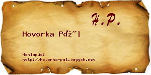 Hovorka Pál névjegykártya